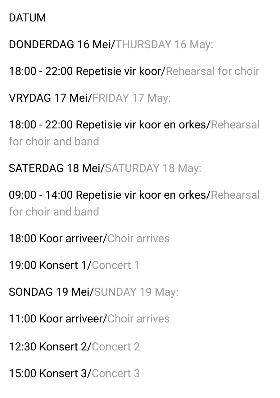 Capital Singers schedule May 2024